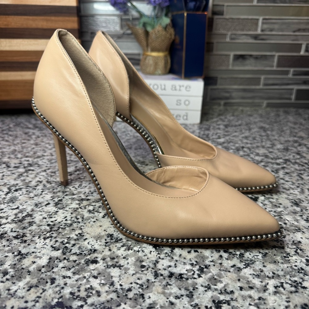 Bleecker & Bond | Women's Minimal Raquel Leather Pumps Nude Size 8